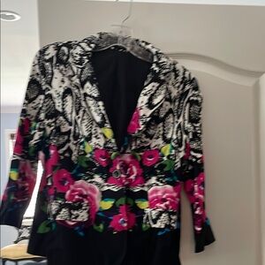 Elementz Black and Pink Floral Blazer with Eye-Catching Design
